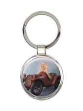 Cat : Gift Round Keychain Cute Animal Kitten Funny Friend Car