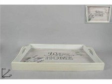 Vassoio Da Cucina 39x28cm In Legno Bianco Lavanda dfh