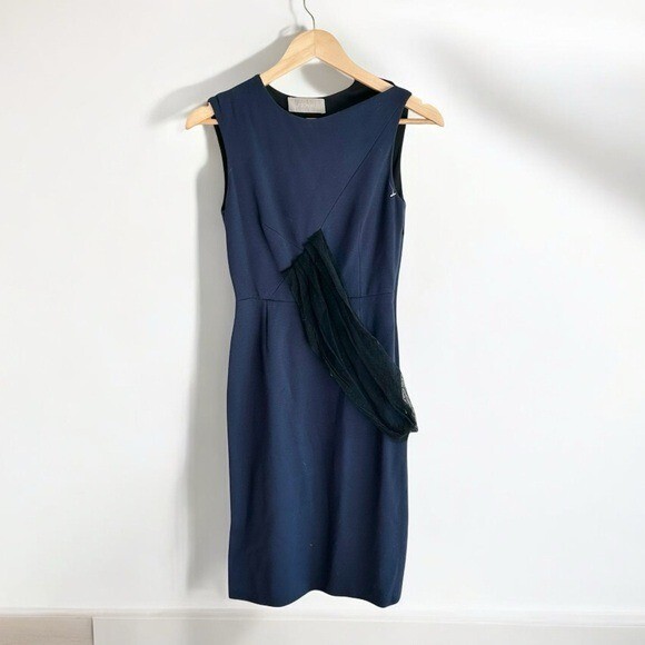 navy knit sheath dress Enza Costa Silk Knit Sleeveless Twist Midi Dress in Dark Navy