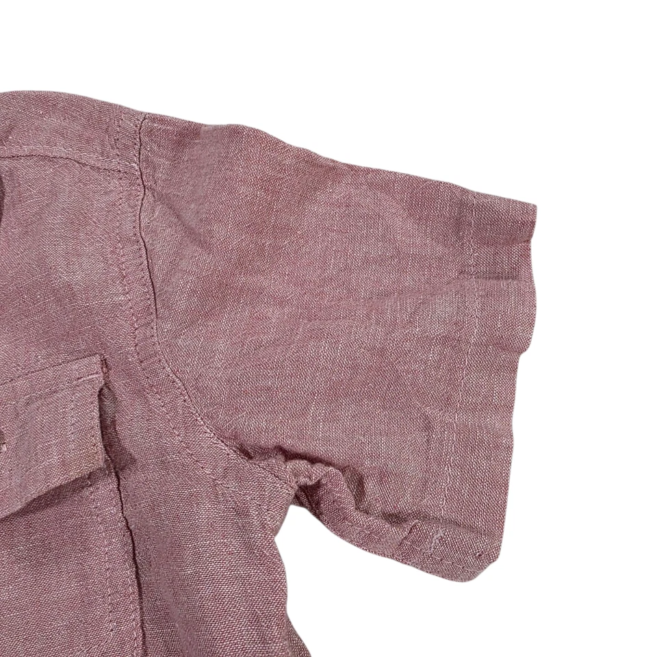 Old Navy Button Up Shirt Toddlers 3T Red Short Sleeve Linen Blend Woven Casual - Image 4 of 4