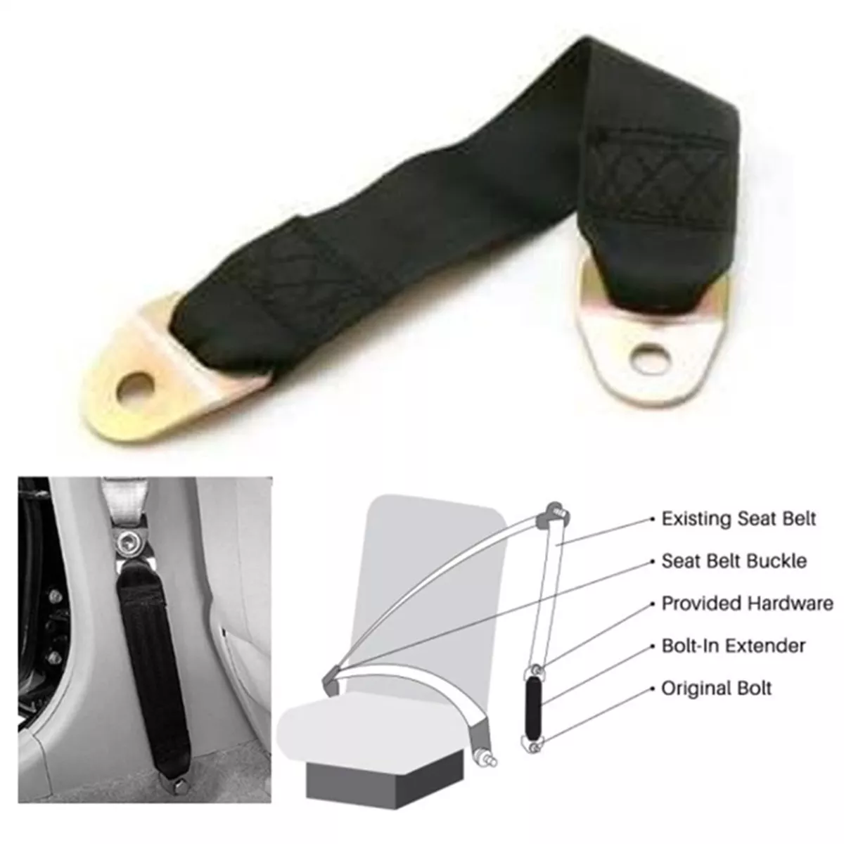 12 Inch Car Seat Belt Extender Black Fits Of Front Seat Belts Extension Belt