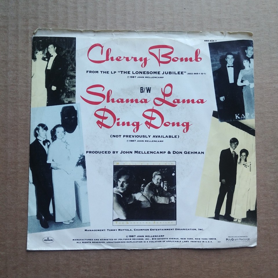 JOHN COUGAR MELLENCAMP Cherry Bomb NO RECORD!!! PICTURE SLEEVE ONLY