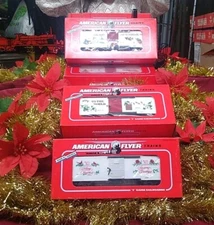American Flyer Christmas Train 4 Boxcar Lot 1992 93 And 94 S Scale NOS 