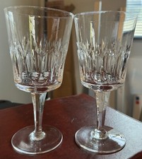 2 Water Goblet Ashmont by ROYAL DOULTON Crystal 6 3/4" Clear, Fans, Thumbprints