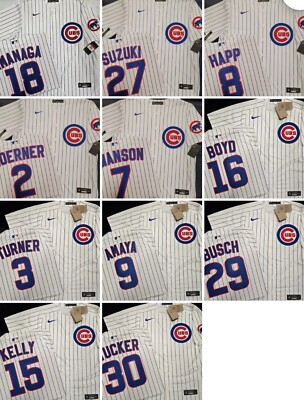 30307 CHICAGO CUBS SWANSON SUZUKI SEWN 100% REAL Baseball JERSEY White NWT