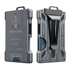 Mens Aluminum RFID Blocking Money Clip Slim Credit ID Card Holder Metal Wallet