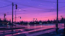 Landscape illustration aenami road stars 2d art Custom Gaming Mat Desk