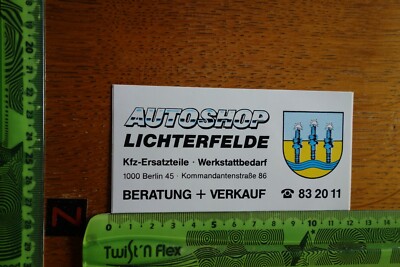 Alter Aufkleber Automobil Werkstatt Ersatzteile AUTOSHOP Berlin LICHTERFELDE