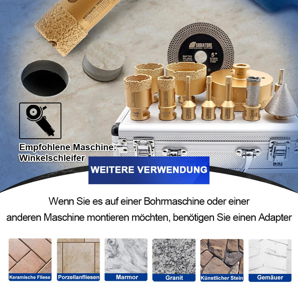 M14 Diamant-Lochsägen-Set Trennscheibe Kreissägeblatt Porzellanmarmor 6-110mm - Bild 4 von 4