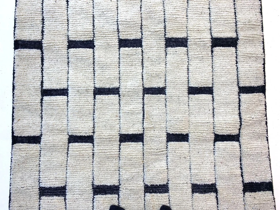 Custom Checkered Runner Rug,Moroccan Berber Hallway Soft Wool Area Stair Runner - Image 3 of 4