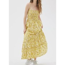 URBAN OUTFITTERS Athena Floral Smocked Maxi Dress Yellow Small