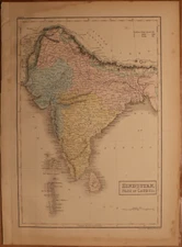 1856 Black's Hindustan or India - Map 17.3" x 12.5" - Antique