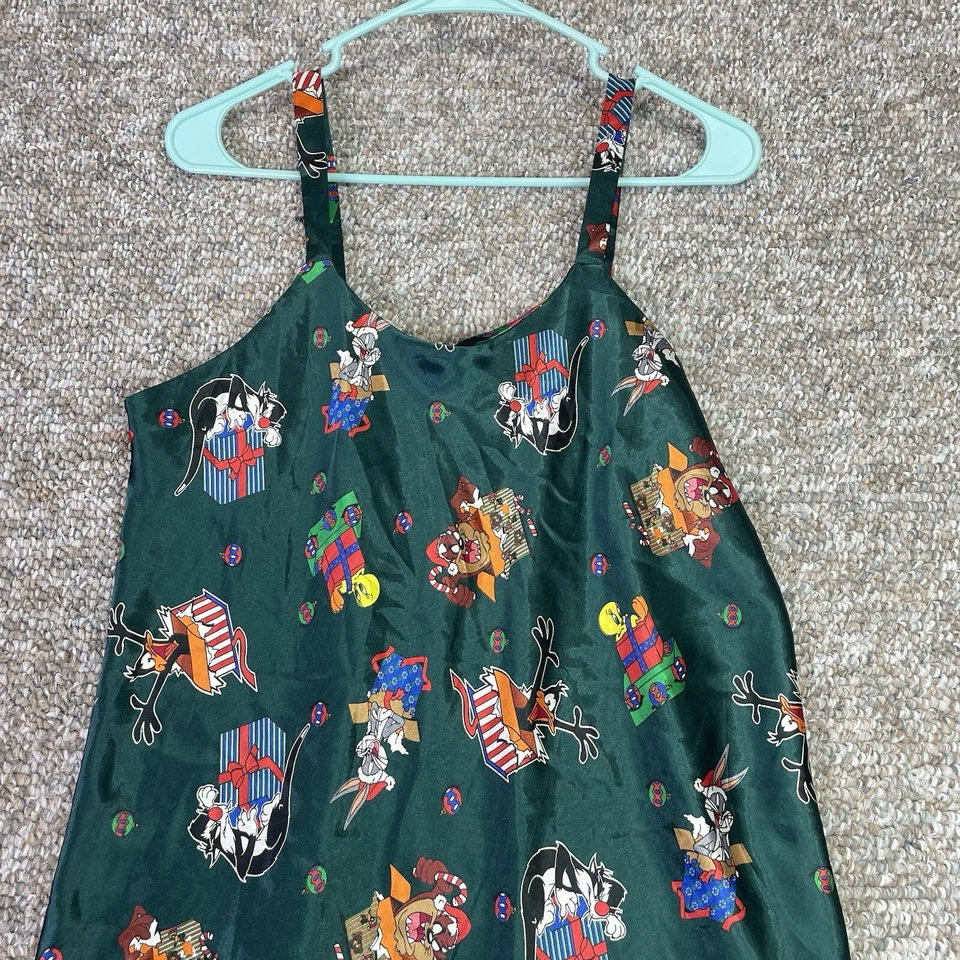 Vestido de noche vintage de Navidad Looney Tunes para mujer pijama satinado talla grande años 90’s Foto 3 de 4