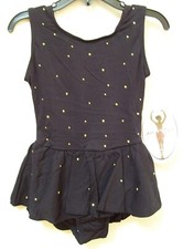 Girls Jacques Moret Dance Fashion Basic Black Gold Bead Tank Skirtall Sz XS 4-5