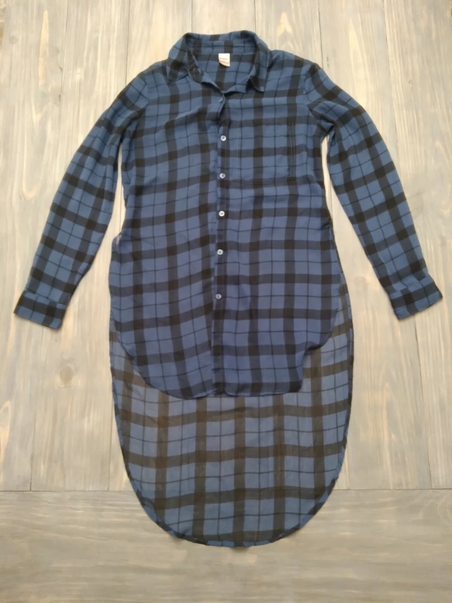 High low hot sale plaid shirt
