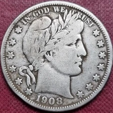 1908 D Barber Half Dollar 50c Better Grade Fine F + #80461