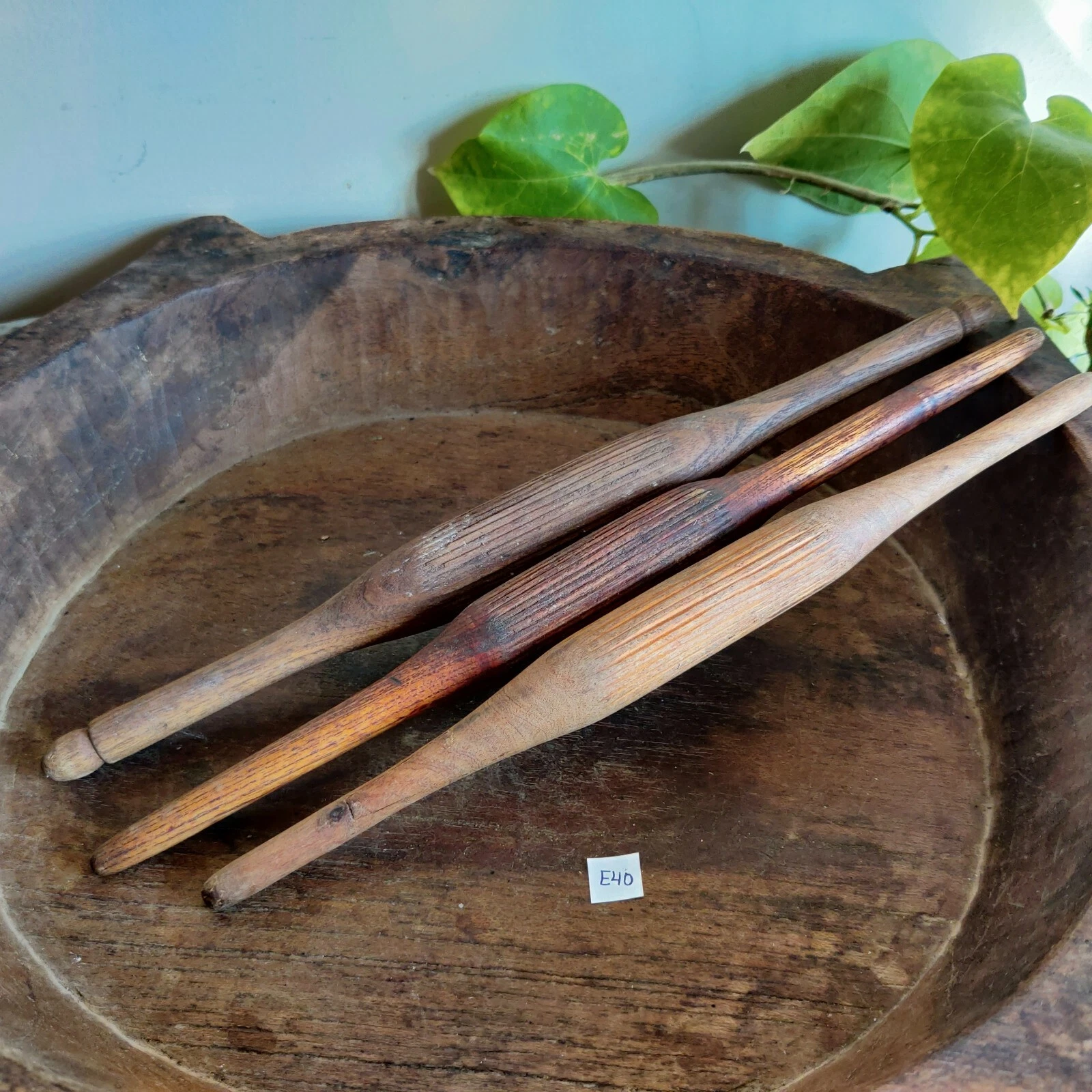 Vintage Primitive Original Handmade Tortilla Bread Bakers Wooden Rolling Pin E40