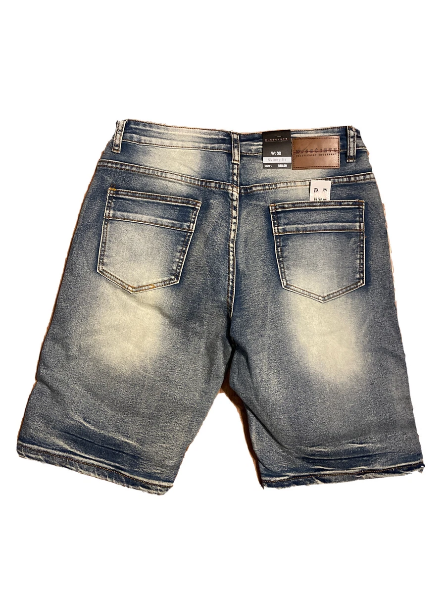 Jean shorts with shop red stripe on side