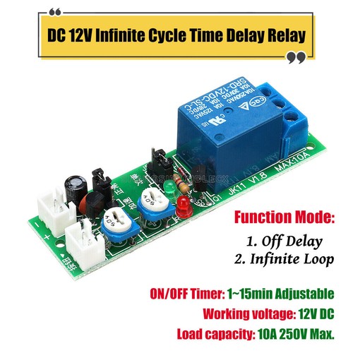 NEW DC 5V 12V 24V Adjustable 0-1h Cycle Timer Delay Relay Module On/Off Switch - Picture 3 of 15