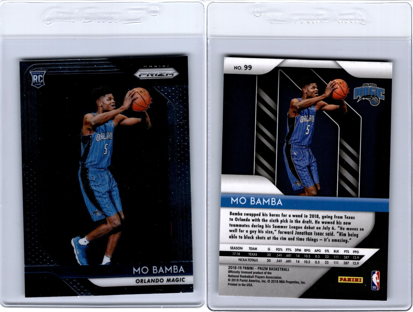 2018-19 Panini Prizm MO BAMBA #99 Silver Prizm Rookie RC Orlando Magic