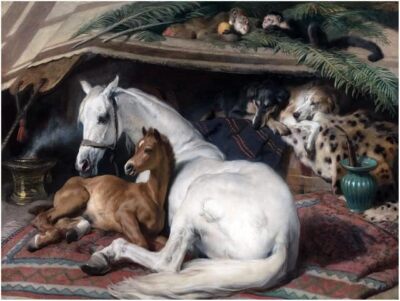 Mare and Foal Horse Accent Tile Mural Kitchen Wall Backsplash Marble Ceramic
