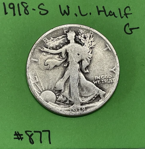 1918-S Walking Liberty Half Dollar G Good 90% Silver