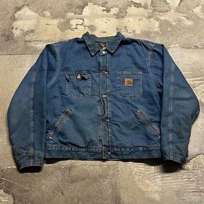 VINTAGE CARHARTT DETROIT JP1088 DENIM AZTEC BLANKET LINED VINTAGE CARHARTT DETROIT JP1088 DENIM AZTEC BLANKET LINED