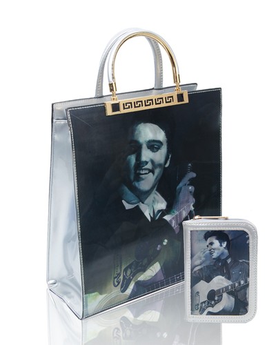 Borsa a tracolla 2 in 1 grande donna doppio manico in vernice design Elvis 3D tracolla - Foto 5 di 11