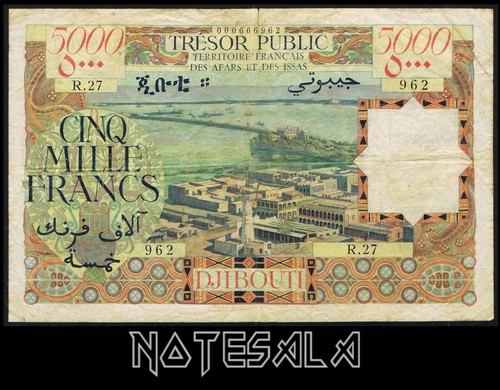 DJIBOUTI FRENCH AFARS ET DES ISSAS 5000 5,000 FRANCS ND 1969 P-30 *VERY SCARCE* - Picture 2 of 3