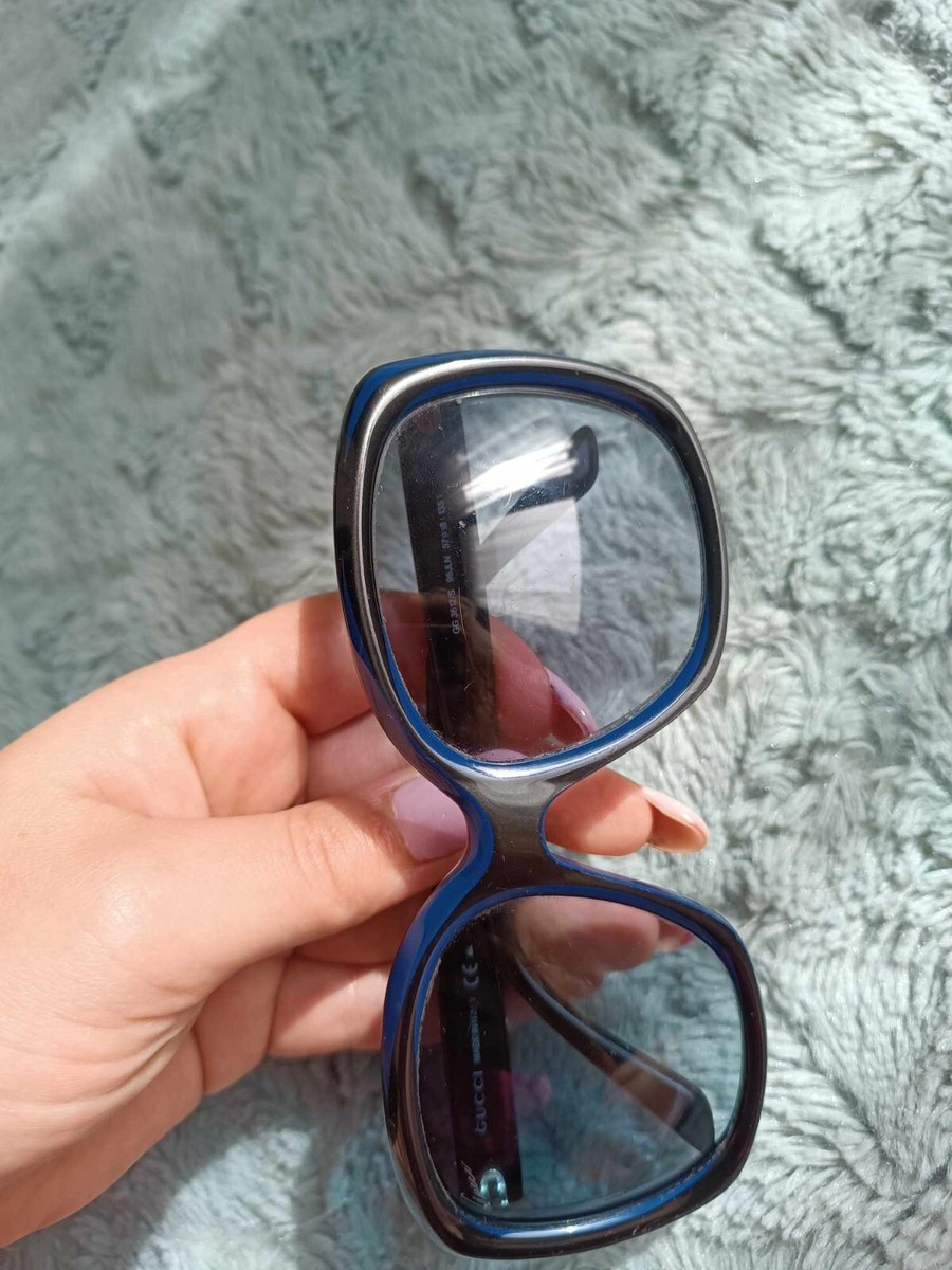 sun glasses women gucci big round y2k blue and black super