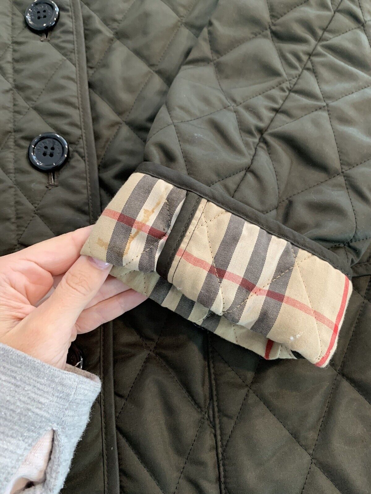 Authentic Burberry Women Quilted Jacket Coat Green