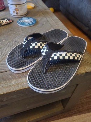 Vans La Costa Lite Sandals Mens 10 Black White Checkerboard Flip Flops