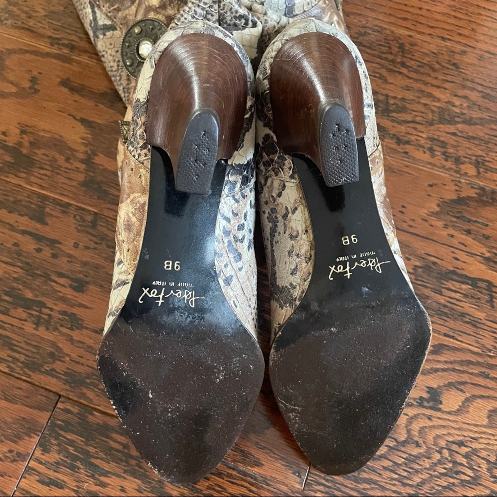 Peter Fox Python Embossed Slouchy Western Boots w… - image 13