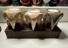 Gift Boxed 3 Onyx Marble Elephant Tealight Holders.