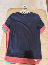 Polo Ralph Lauren Lot Of 5 T Shirts, Various Colors Collars, Check Description