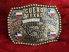 Rodeo  1979  X Treme BULLRIDING Champion Trophy Buckle  Cuero Texas  Rare  W51