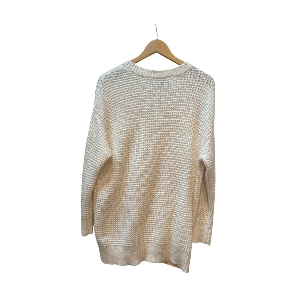 Torrid Women's Cream V-Neck Long Sleeve Waffle Knit Sweater Plus Size 1 1X - Image 2 of 4
