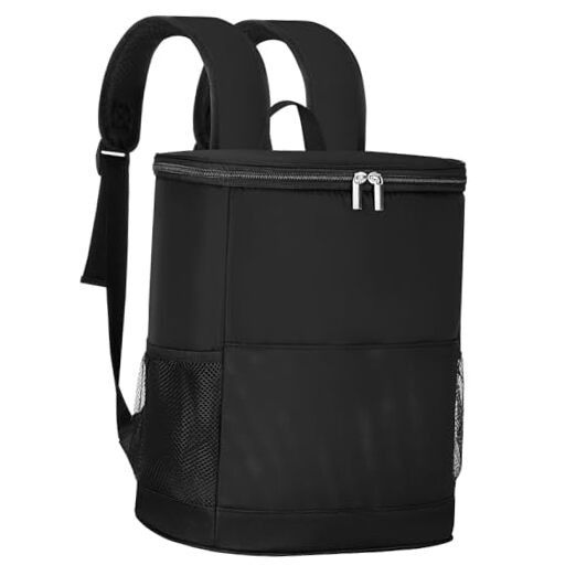 Insulated Cooler Backpack Holds 30 Cans Leak Proof Lightweight Beer Backpack in Black
