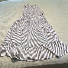 SHEIN Blue & White Striped Sleeveless Button Front Long Sundress Size L