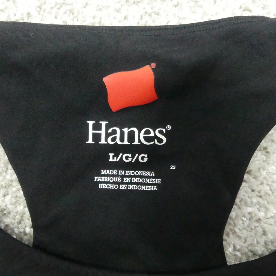 Hanes Sports Bra Womens Large Black Wireless Racerback Pullover - Image 3 of 4