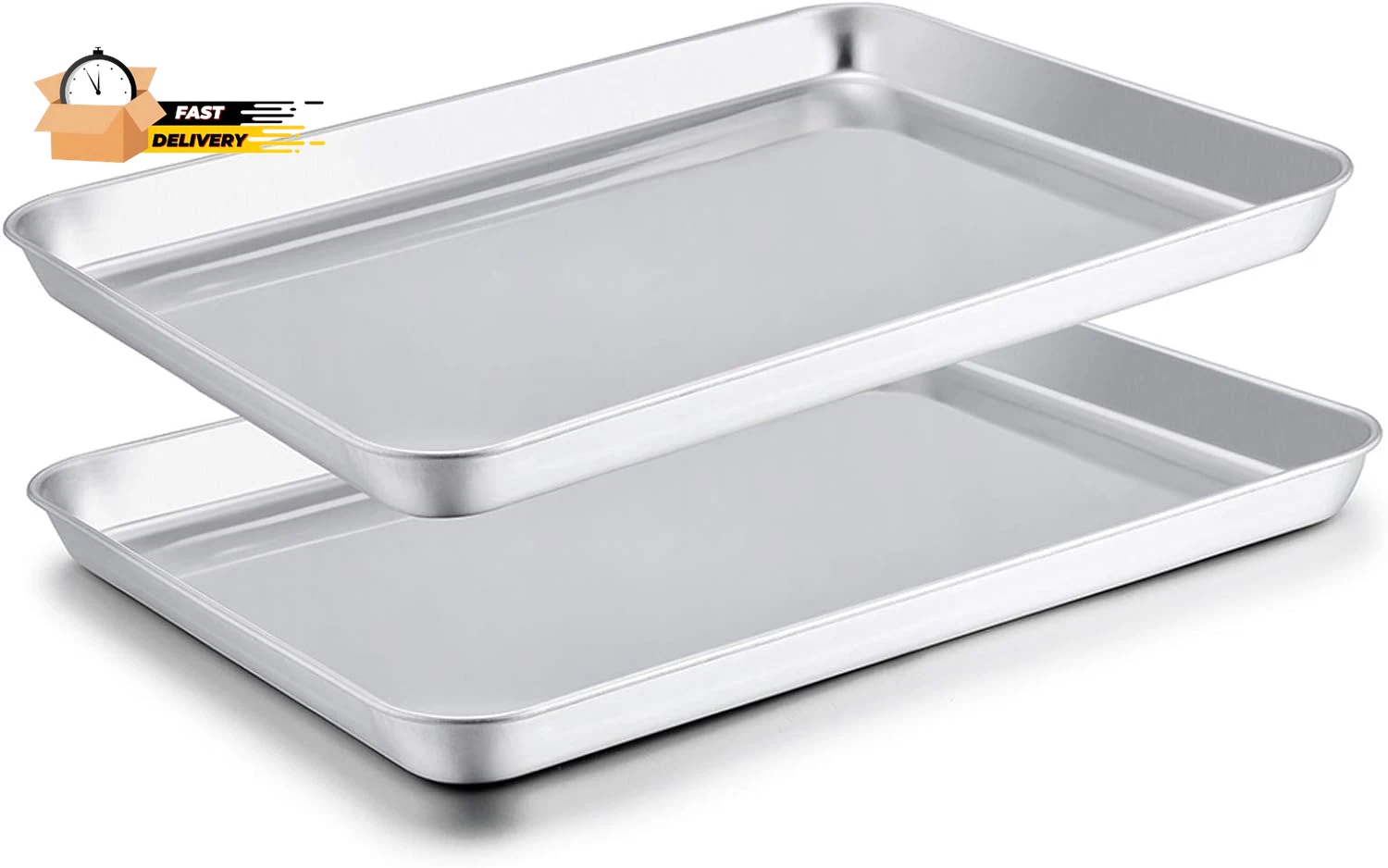 Baking Sheet Set of 2, Baking Pans Tray Cookie Sheet Stainless Steel, N