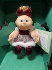 1991 Cabbage Patch Kids Doll Holiday Dress Velvet Bow Blue Eyes Vintage/Avon
