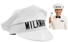 White Milkman Milk Man Hat Unisex Adult Adjustable Size Cap Halloween Accessory