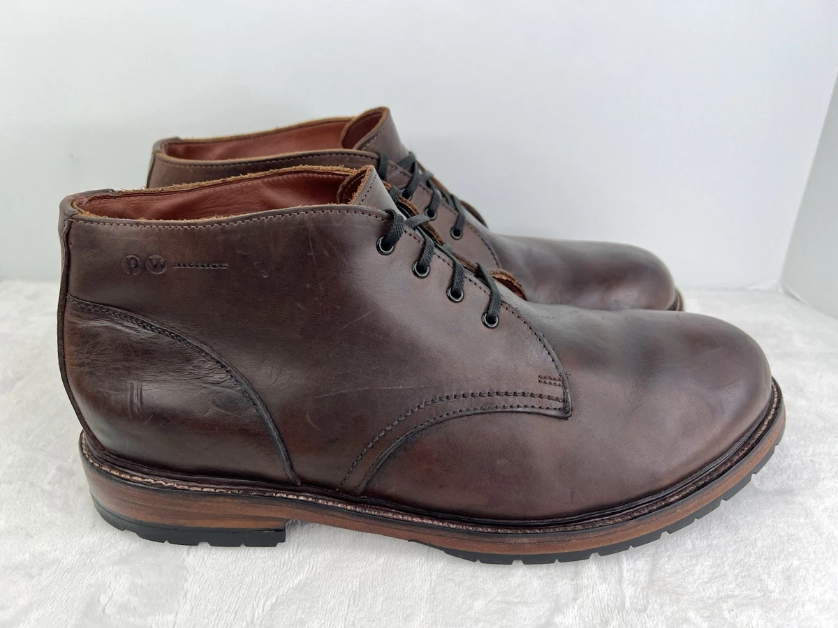 P.W. Minor Mens Chesnut Brown Leather Lace Up Ankle Work Boot Shoes Size 9.5 Handmade Men Leather Lace up Boots - BY THE MOUNTAIN – By  main image 4