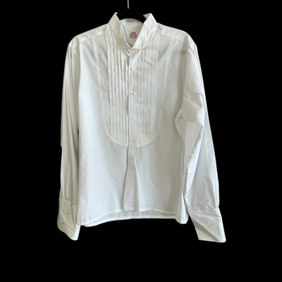 #ad John Henry Vintage 80s White Tuxedo Shirt French Cuffs Size 17 34 35 $26.00