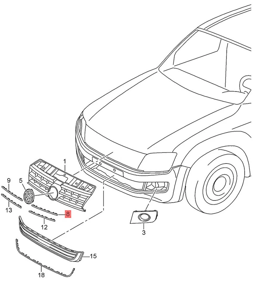 Genuine VW Amarok 2HA 2HB AGD Molding For Radiator Grille 4x SET - Image 4 of 4