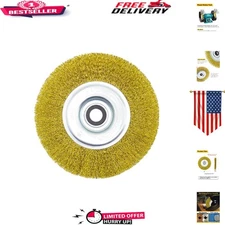 6-Inch Brass Coated Wire Wheel Brush for Smooth Rust Removal on Bench Grinders