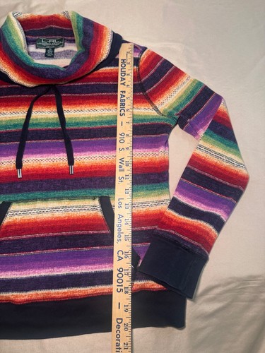 Lauren Ralph Lauren LRL Active Striped Hoodie Sweatshirt Petite Small PS Colorfu - Picture 5 of 7