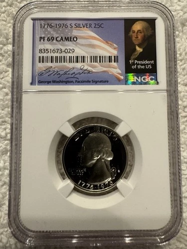 1776-1976 S Silver Washington Quarter 25C Bicentennial Proof  PF69 Cameo NGC
