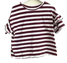 Women's Top Red & White Striped Ruffle Sleeve Blouse Universal Thread Small